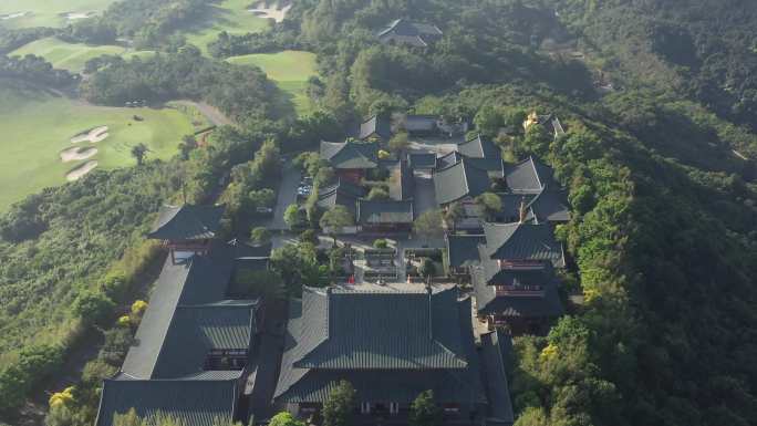 4K航拍深圳大华兴寺庙建筑群体