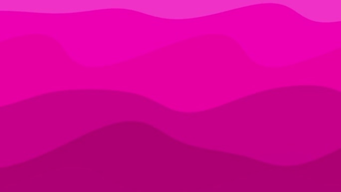 玫瑰花在运动中的不同色调或山脉中的紫红色水或流体的动画粉色波浪 -- 卡通数字平面设计背景