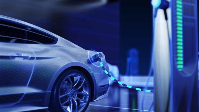 新能源电动汽车智能充电站素材(线框版）