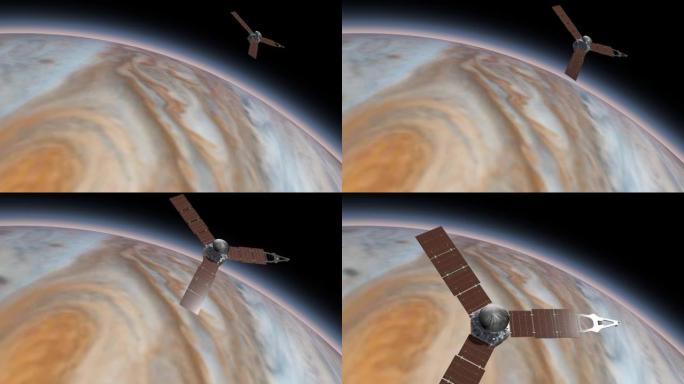 朱诺号 (Juno) 是美国国家航空航天局 (NASA) 的太空探测器，环绕木星运行。在外太空旋转的