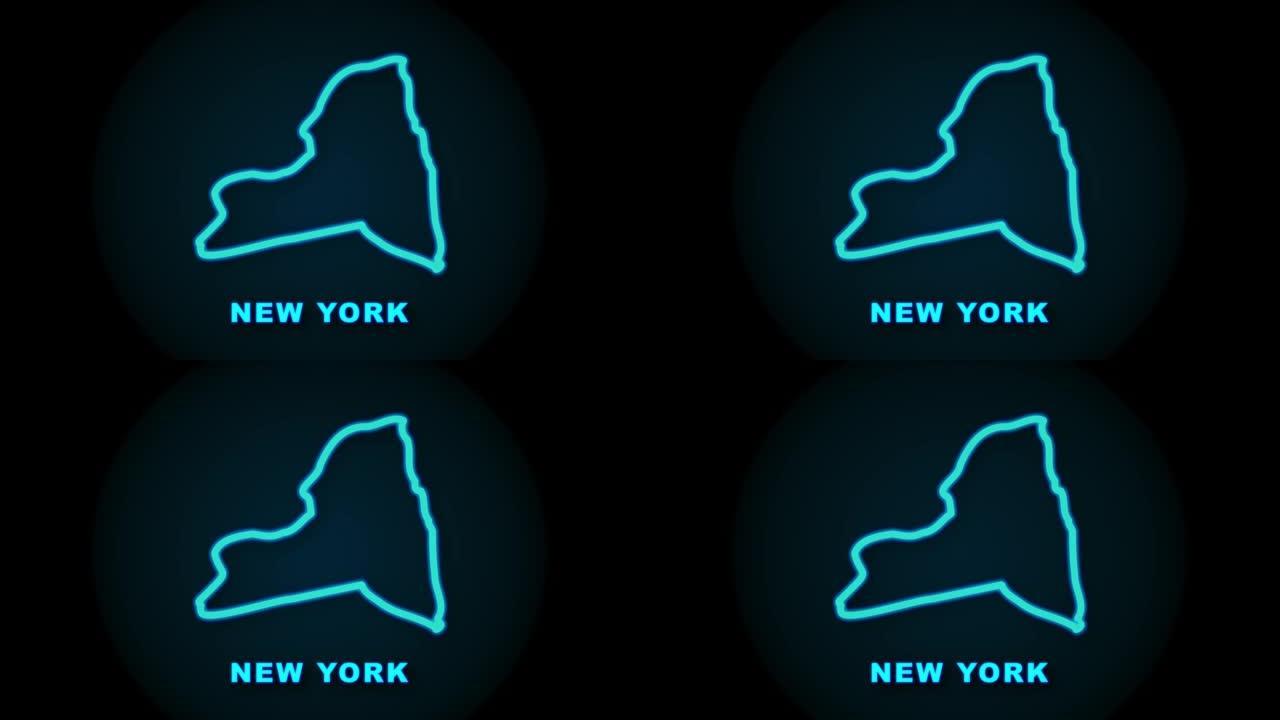 纽约州地图大纲动画。运动图形。
