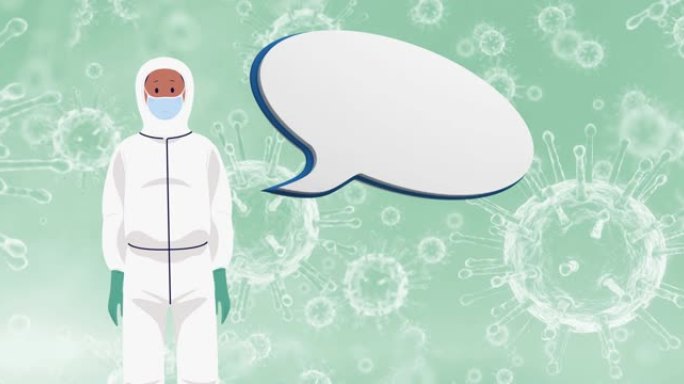 病毒细胞图标上带面罩的男医生动画