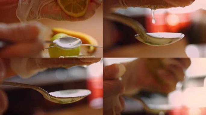沥干柠檬汁作为芝士蛋糕成分。4k视频