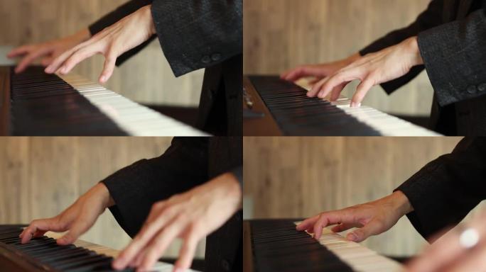 男性演奏钢琴的特写镜头
