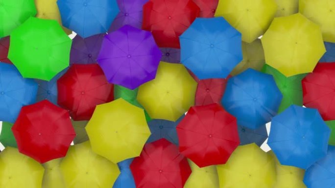雨伞多色背景与许多彩色雨伞3d渲染