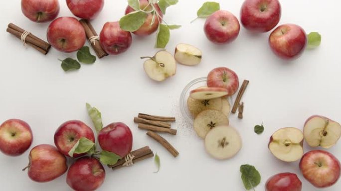 桌子上的苹果漂亮的红苹果用于商业果汁天然水果