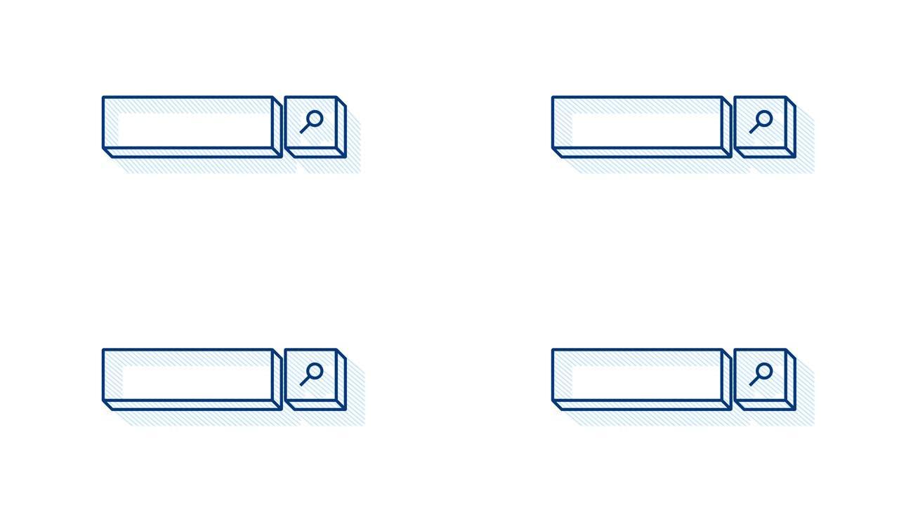 搜索栏图标，一组搜索框ui模板隔离在白色背景上。运动图形。