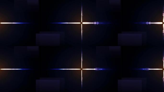 黑色上发光能量电流从中心向左和向右移动的动画