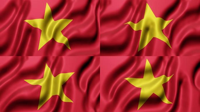 越南国旗在循环运动中挥舞