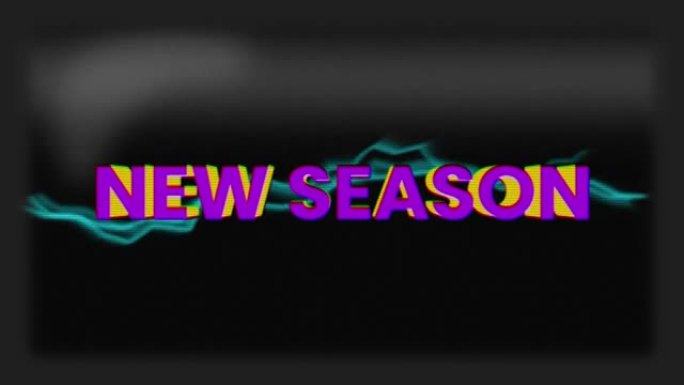 黑色背景上的蓝色移动线上的新季节文本动画