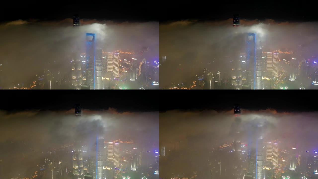 中国平流层云上的上海摩天大楼