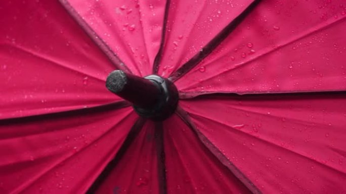 大雨过后，关闭了湿红伞的镜头。