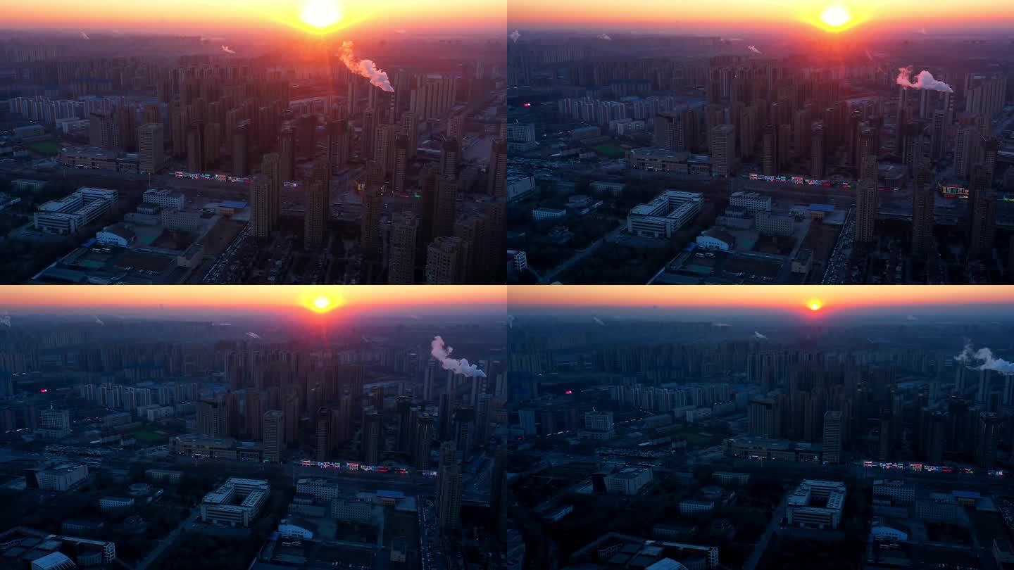 【高清4K】唯美城市夕阳移动延时航拍视频