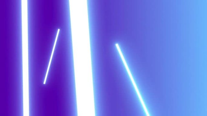 闪烁的蓝色霓虹灯在紫色背景上移动的动画