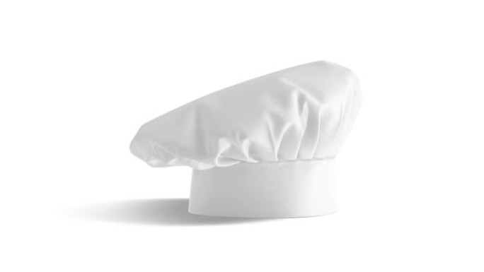 空白白色厨师帽模型，循环旋转
