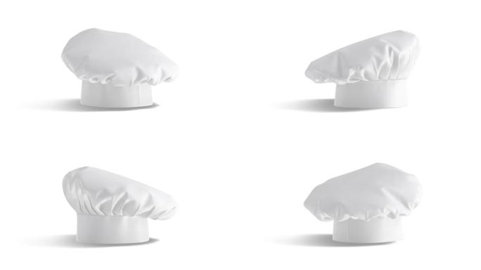 空白白色厨师帽模型，循环旋转
