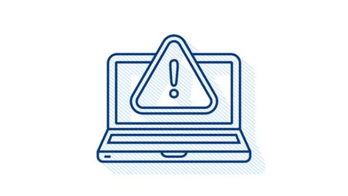 警报消息笔记本电脑通知。危险错误警报，笔记本电脑病毒问题或不安全的消息发送垃圾邮件问题通知。运动图形