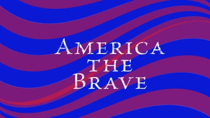 动画的文字美国的勇敢，与波浪的红线上的蓝色