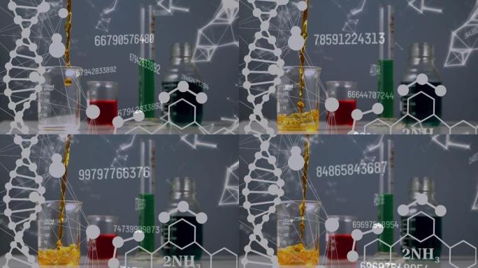 化学措施杯上的dna链旋转的动画