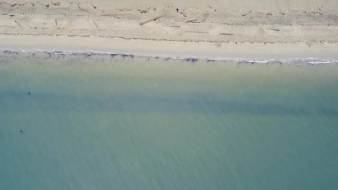 在加拿大秋天的日子里，俯视水和空旷的海滩