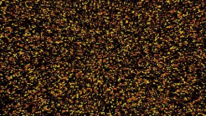 文摘橙黄色辉光粒子图案波形振荡，可视化波技术数字面