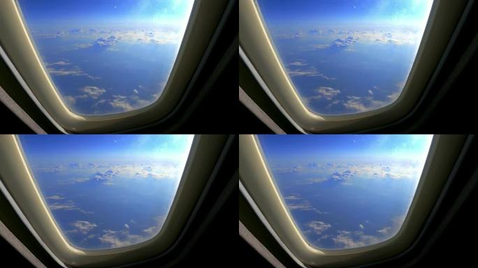 透过飞机窗户的地球美景