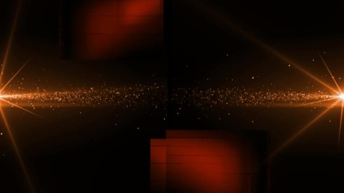 黑色上发光的橙色粒子从左右移动到中心的动画