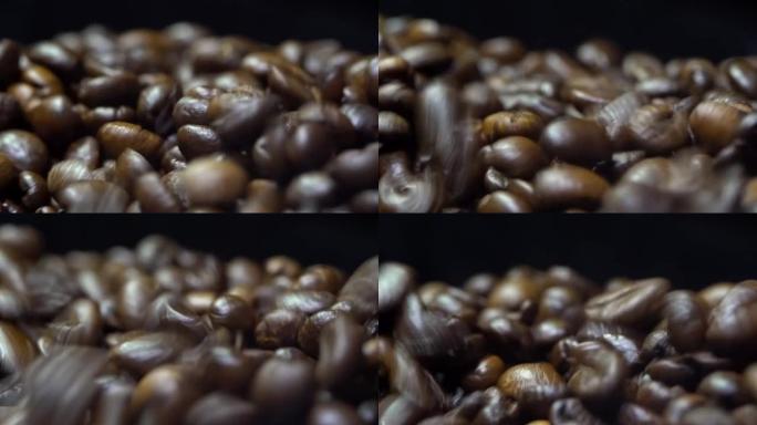 咖啡豆搅拌微距镜头