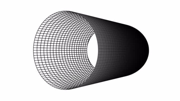 4k 3d抽象管道网格生成过程，3d打印技术，纳米材料，圆形隧道。