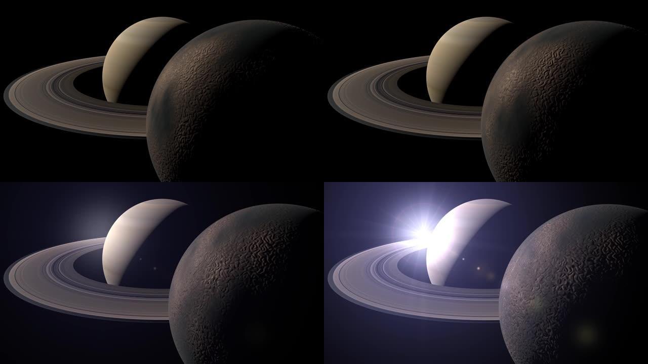 土星和土卫六上的黎明
