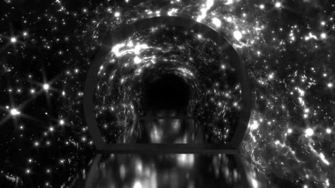 带白光的黑色循环抽象隧道