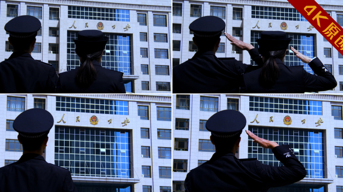 4k警察对着人民公安敬礼升格
