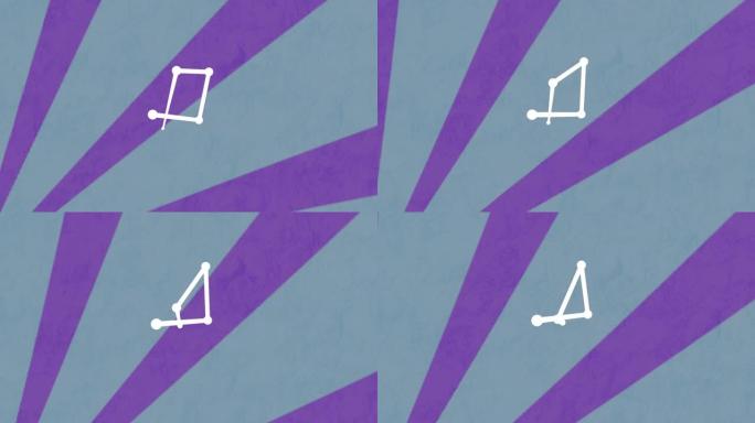 紫色背景上的线连接到点的数字动画
