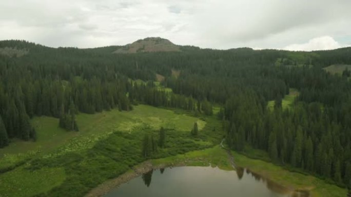 充满活力的雄伟森林和雨天大梅萨国家森林水库湖充满活力的风景4k视频