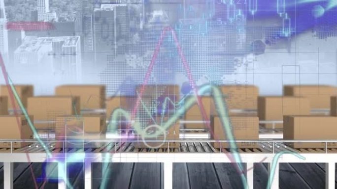 传送带上纸箱上的统计处理动画