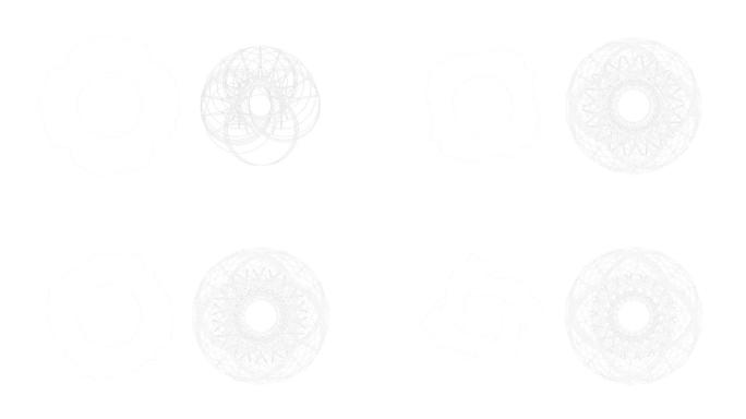 白色背景上浅灰色旋转圆形几何形状的动画