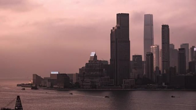香港九龙区昼夜延时带凉爽的紫云