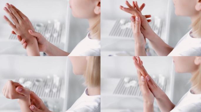 手部护理皮肤保湿女性摩擦手指
