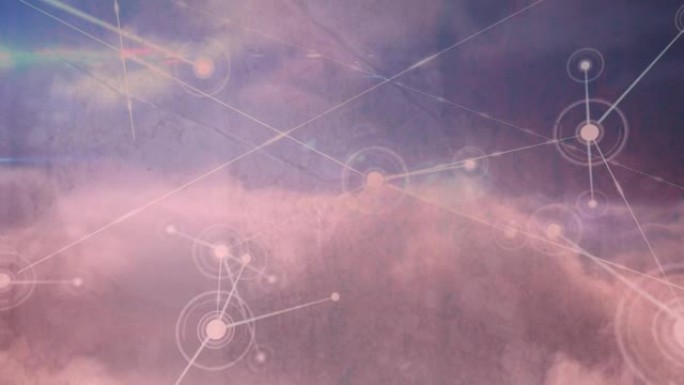 天空中云连接网络的数字动画