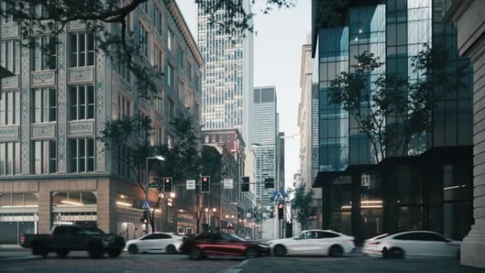 现代城市繁忙的十字路口