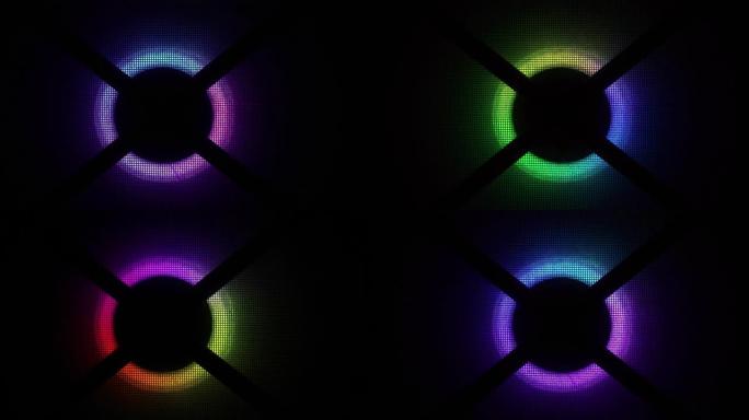 电脑上带有RGB发光二极管灯的台式游戏电脑冷却风扇，