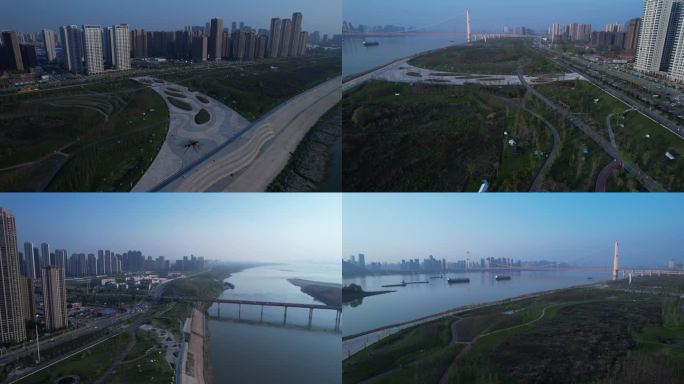 【4K】武汉洪山江滩公园绿地航拍