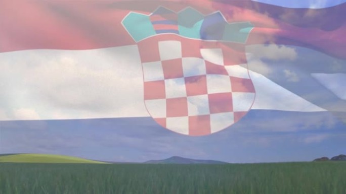 挥舞着克罗地亚国旗的数字构图