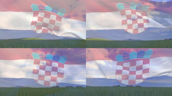 挥舞着克罗地亚国旗的数字构图