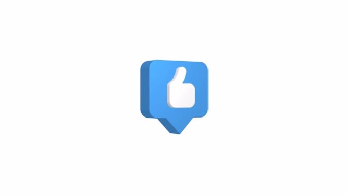 像按钮旋转的社交媒体的3d动画。应用通知和聊天概念。竖起大拇指，受欢迎程度，追随者，有影响力的动画图