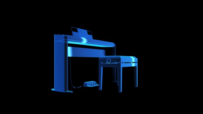 电子钢琴蓝色科技线条激光扫描通道素材