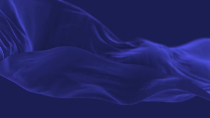 4k蓝色波浪形丝织物在风，无缝挥舞旗布环背景。