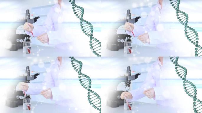 实验室中科学家dna链旋转的动画