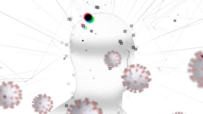 人类头部旋转和数据处理的covid 19细胞动画