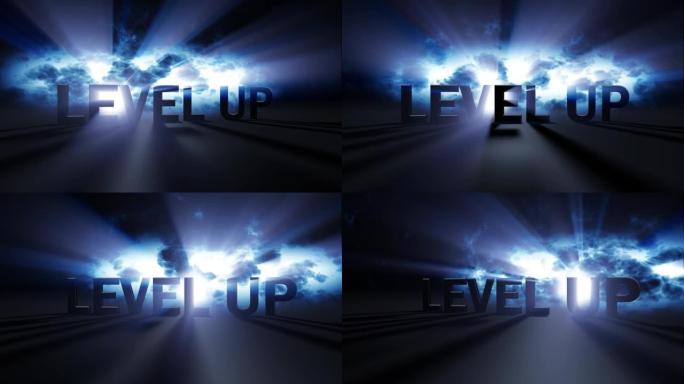 Level up word动画用蓝光光线点亮